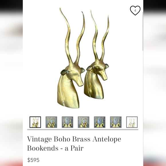 Vintage Boho Brass Antelope Bookends - Picture 8 of 9